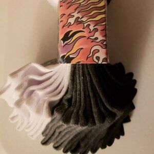 Ed Hardy Women's Low Cut Socks Solid Signature Black White Gray 10 Pair Med NWT
